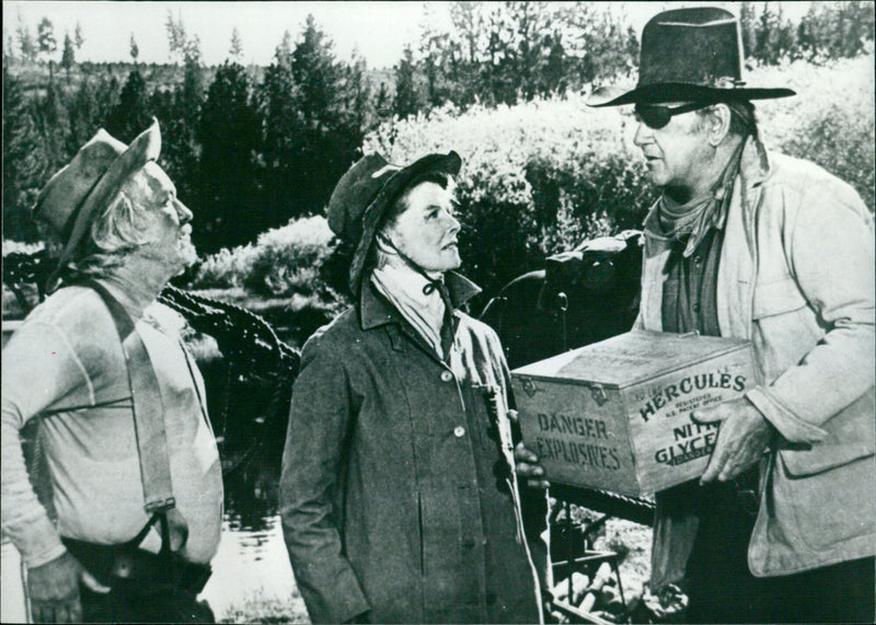 Strother Martin, Katharine Hepburn and John Wayne - Rooster Cogburn - Vintage Photograph