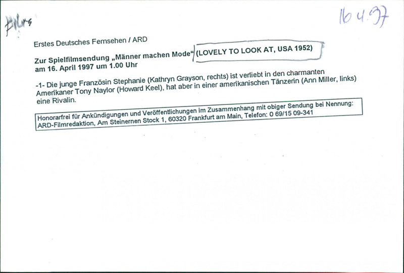 Kathryn Grayson, Howard Keel and Ann Miller - Lovely to Look At - Vintage Photograph