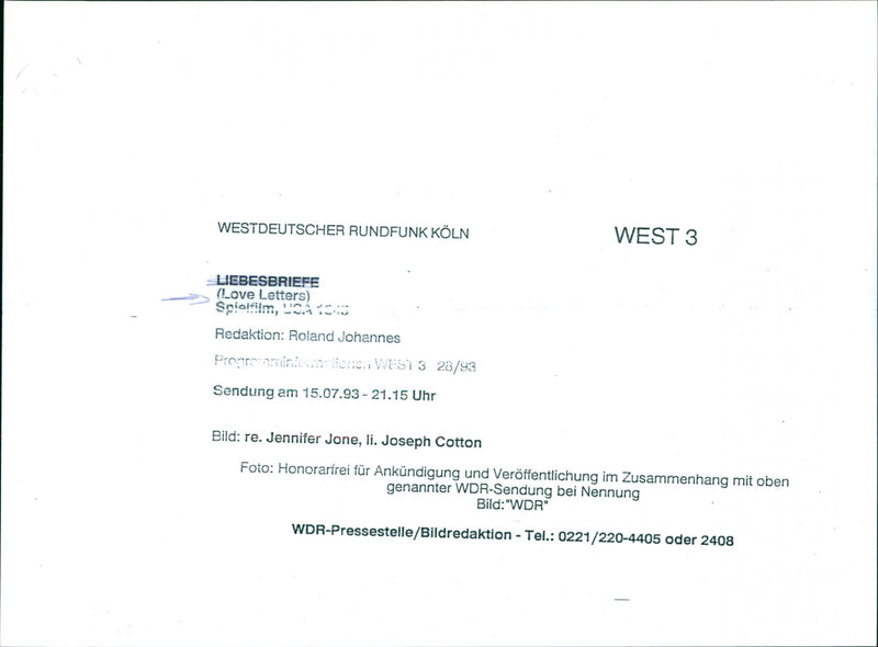 Jennifer Jones and Joseph Cotton - Love Letters - Vintage Photograph