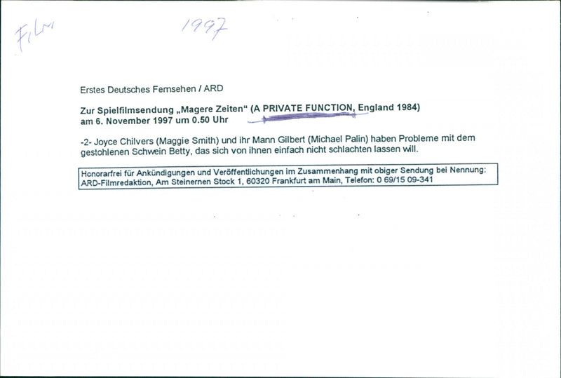 Movie: A Private Function - Vintage Photograph