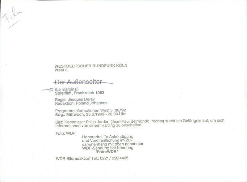 1983 MOVIE: Le marginal - Vintage Photograph