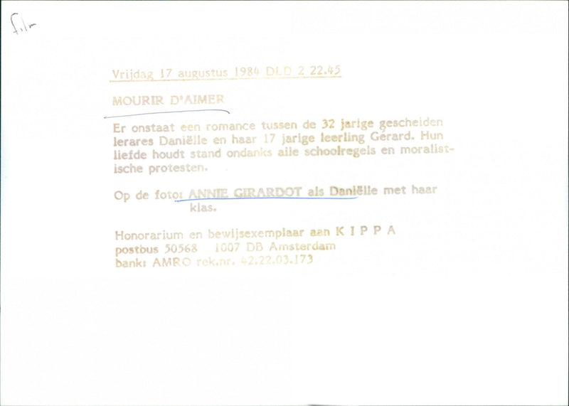 Annie Girardot - Mourir d'aimer - Vintage Photograph