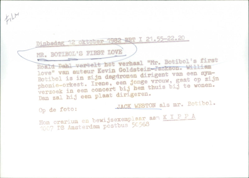 Jack Weston - Mr. Botibol's First Love - Vintage Photograph