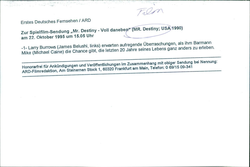 James Belushi and Michael Caine - Mr. Destiny - Vintage Photograph