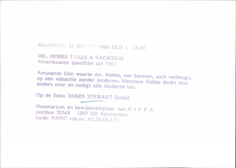 James Stewart - Mr. Hobbs Takes a Vacation - Vintage Photograph