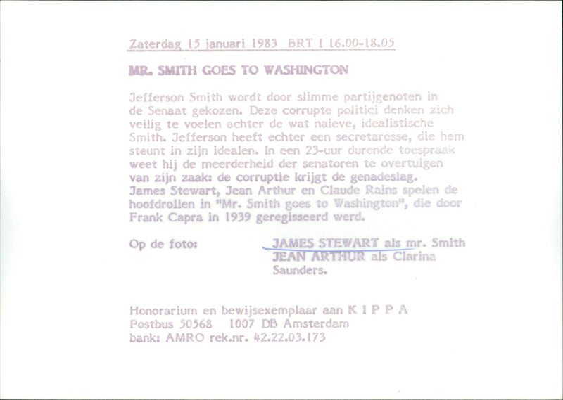 James Stewart and Jean Arthur - Mr. Smith Goes to Washington - Vintage Photograph