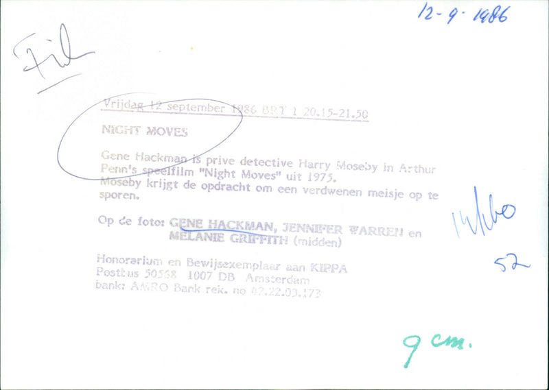 Gene Hackman, Jennifer Warren and Melanie Griffith - Night Moves - Vintage Photograph