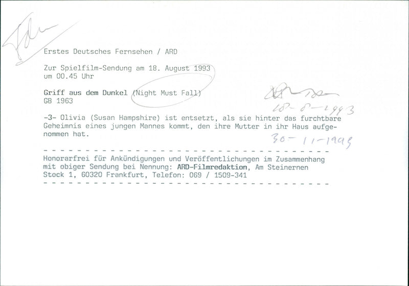 Susan Hampshire - Night Must Fall - Vintage Photograph