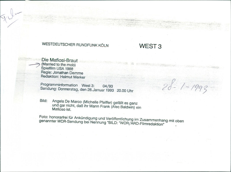 Michelle Pfeiffer and Alec Baldwin - Married to the Mob - Vintage Photograph