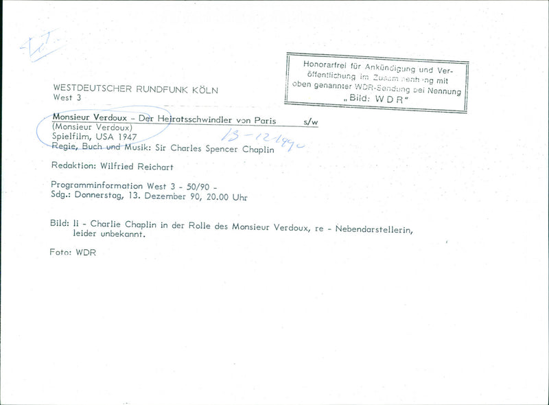 Charlie Chaplin - Monsieur Verdoux - Vintage Photograph