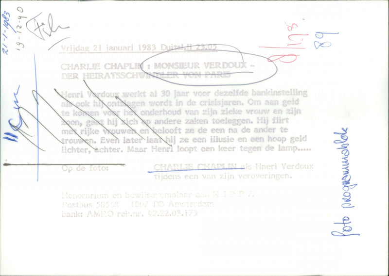 Charlie Chaplin - Monsieur Verdoux - Vintage Photograph