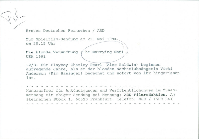 Alec Baldwin and Kim Basinger - The Marrying Man - Vintage Photograph