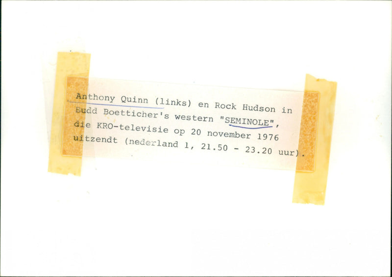 Anthony Quinn and Rock Hudson - Seminole - Vintage Photograph