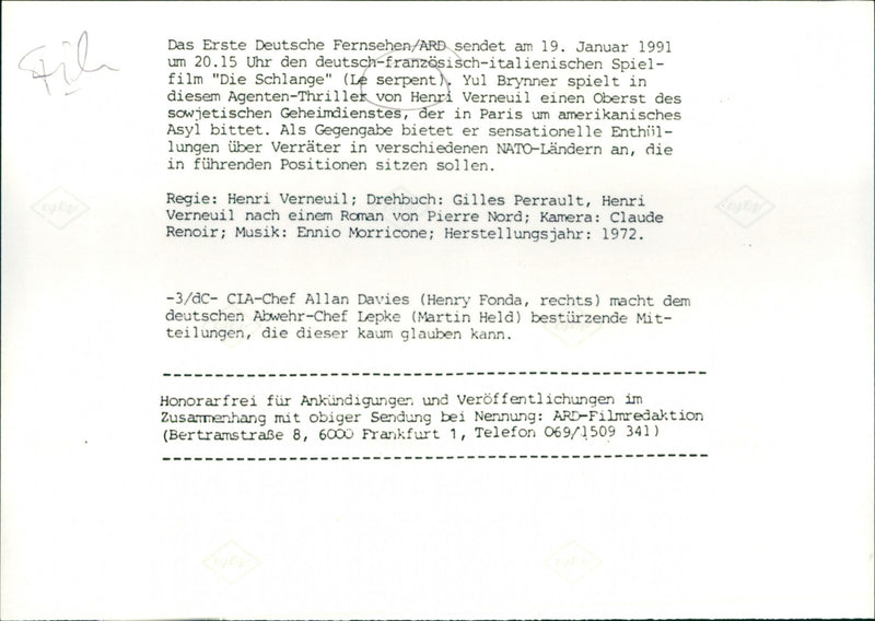 Henry Fonda and Martin Held - Le serpent - Vintage Photograph