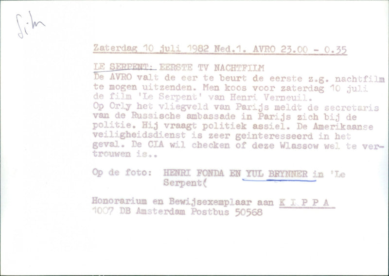 Henry Fonda and Yul Brynner - Le serpent - Vintage Photograph