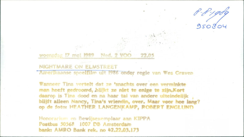 Heather Langenkamp and Robert Englund - A Nightmare on Elm Street - Vintage Photograph