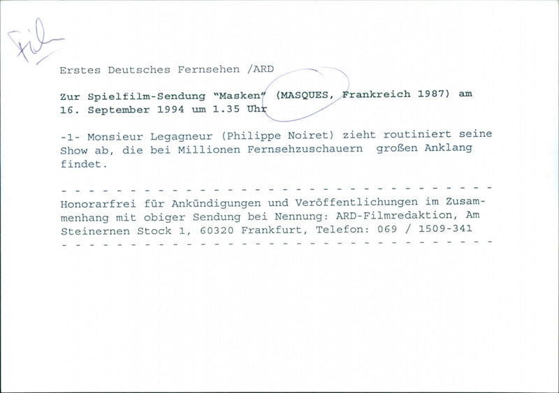 Philippe Noiret - Masques - Vintage Photograph