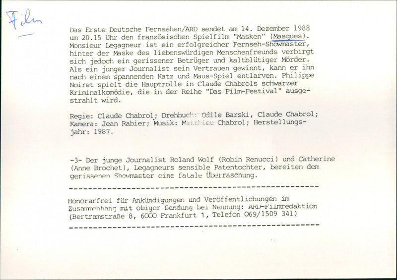 Masks  (Masques 1987) - Vintage Photograph