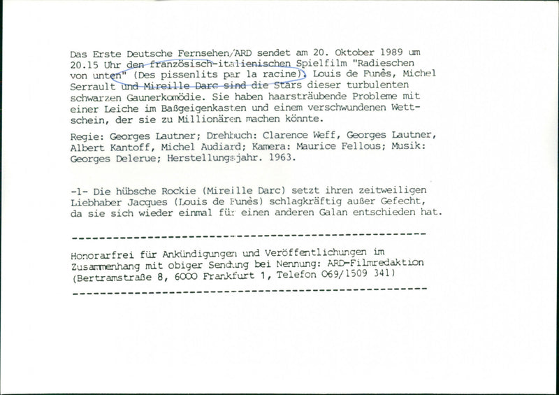 Louis de Funès and Mireille Dar - Des pissenlits par la racine - Vintage Photograph