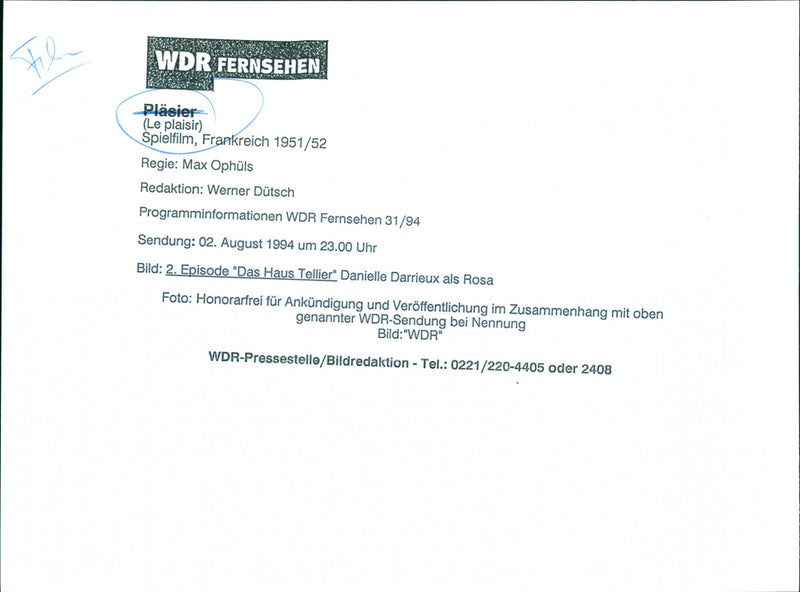 Danielle Darrieux - Le plaisir - Vintage Photograph