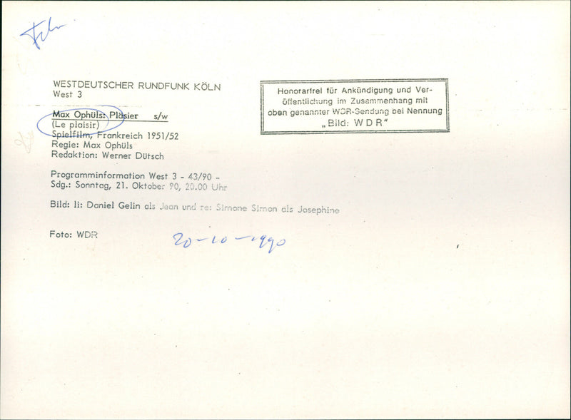 Daniel Gelin and Simone Simon - Le plaisir - Vintage Photograph