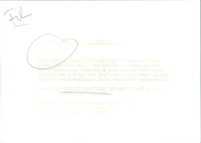 Walter Matthau and Lee Grant - Plaza Suite - Vintage Photograph