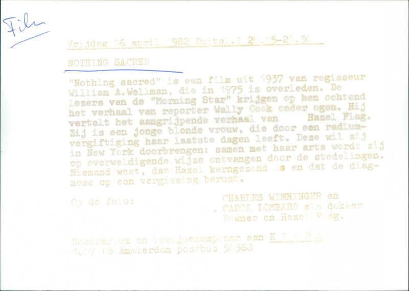 Charles Winninger and Carol Lombard - Nothing Sacred - Vintage Photograph