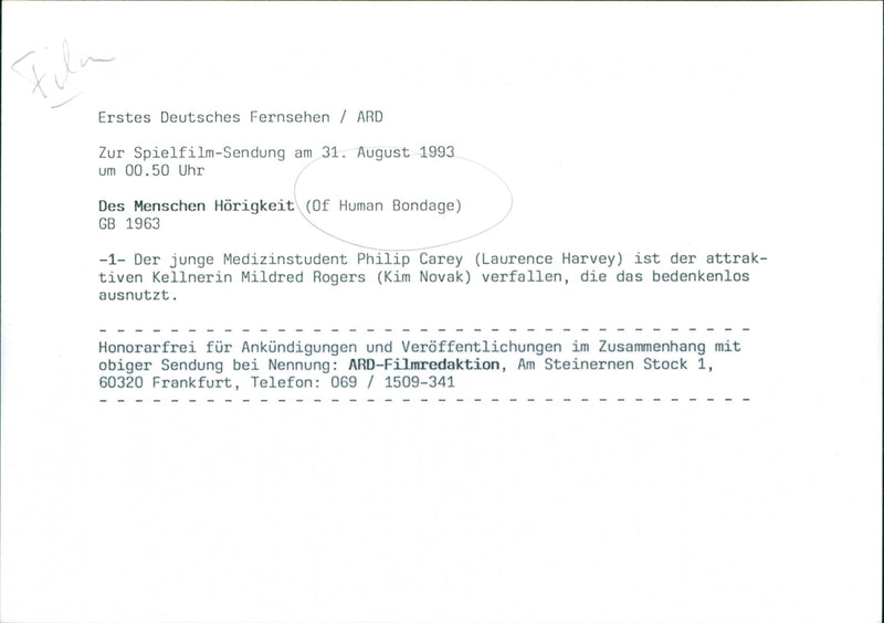 Laurence Harvey and Kim Novak - Of Human Bondage - Vintage Photograph