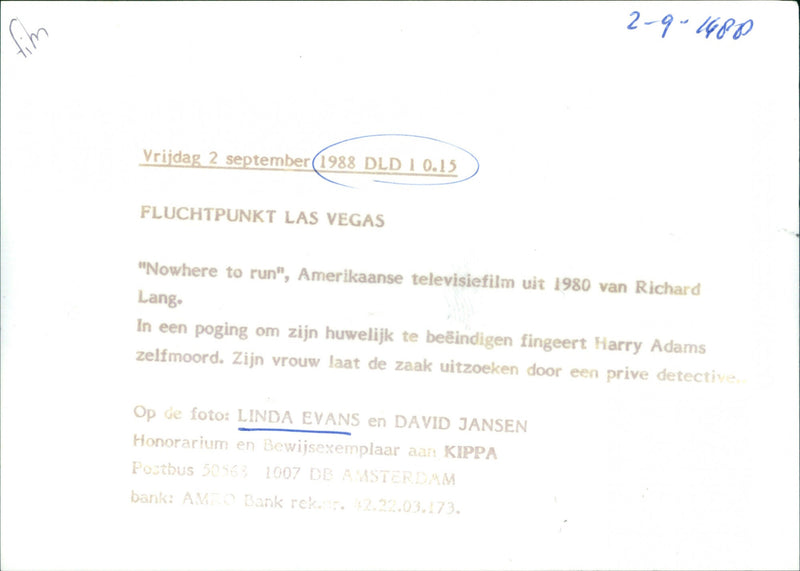 Linda Evans and David Jansen - Nowhere to Run - Vintage Photograph