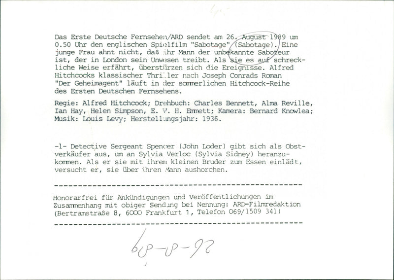 John Loder and Sylvia Sidney - Sabotage - Vintage Photograph