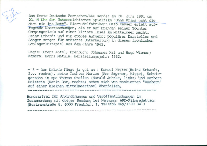 Ohne Krimi geht die Mimi nie ins Bett - Vintage Photograph