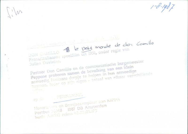 Fernandel - Don Camillo/Le Petit Monde de don Camillo - Vintage Photograph