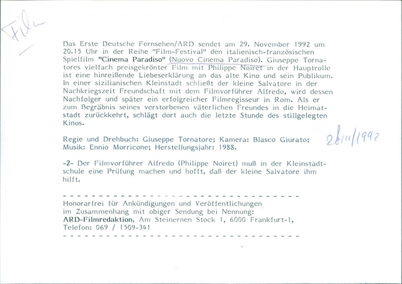 Philippe Noiret - Nuovo Cinema Paradiso - Vintage Photograph