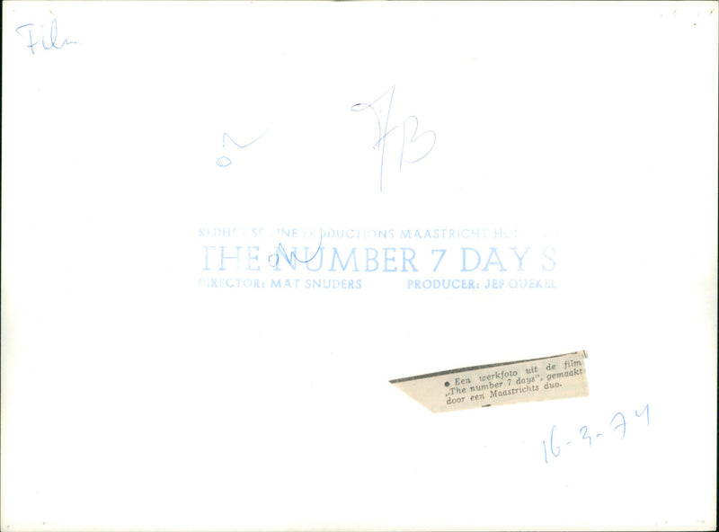 The filming of "The Number 7 Days" - Vintage Photograph