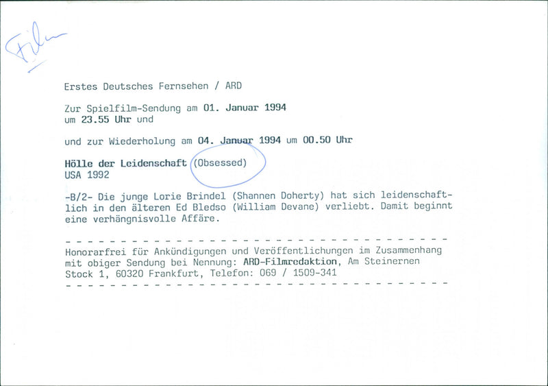 Shannen Doherty and William Devane - Obsessed - Vintage Photograph