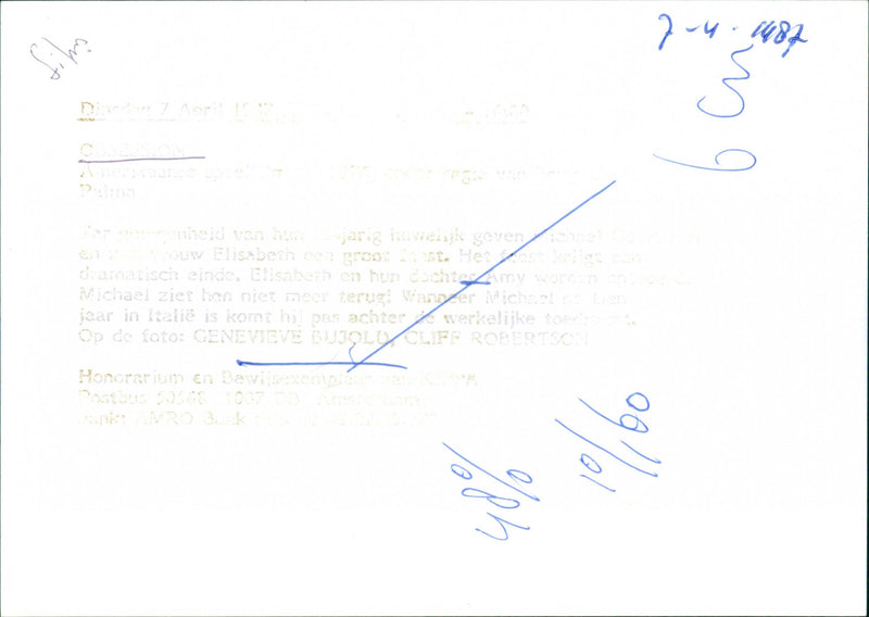 Geneviève Bujold and Cliff Robertson - Obsession - Vintage Photograph