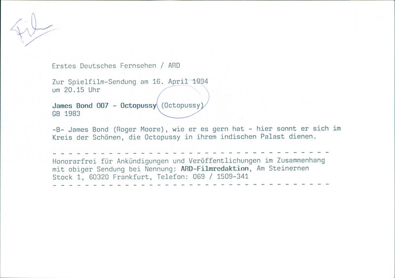 James Bond - Octopussy - Vintage Photograph