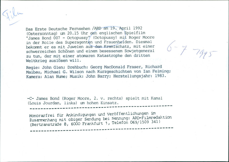 James Bond - Octopussy - Vintage Photograph