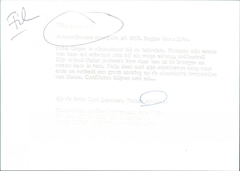 Jack Lemmon and Walter Matthau - The Odd Couple - Vintage Photograph