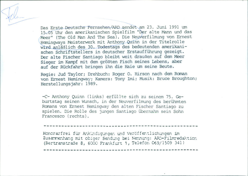 Anthony and Francesco Quinn - The Old Man and the Sea - Vintage Photograph