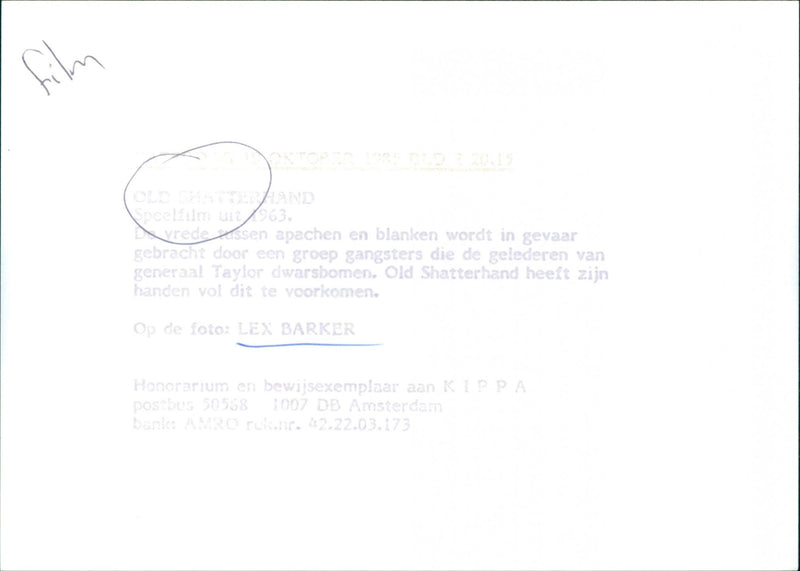 Lex Barker - Old Shatterhand - Vintage Photograph