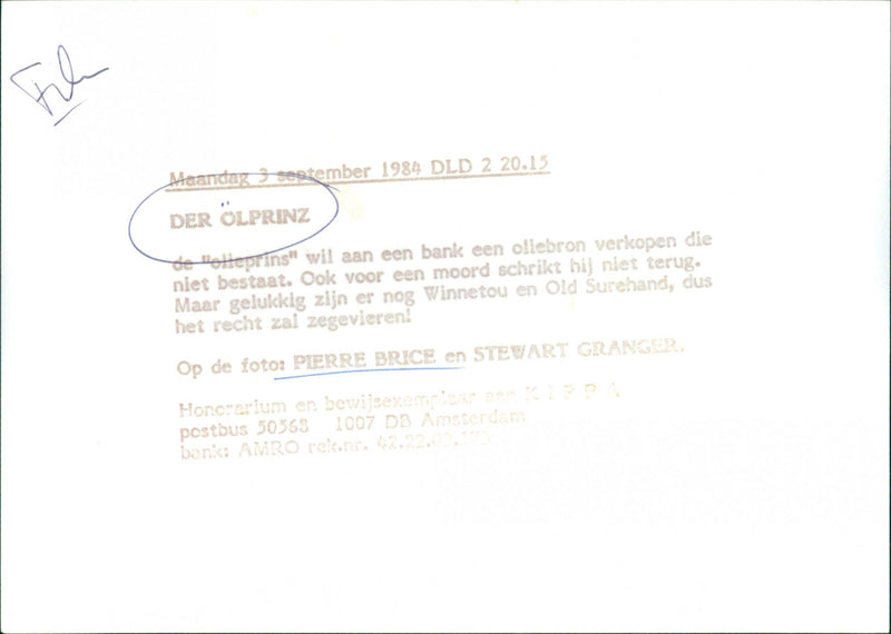 Pierre Brice and Stewart Granger - Der Ölprinz - Vintage Photograph