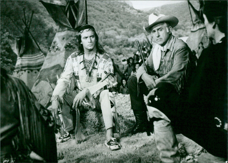 Pierre Brice and Stewart Granger - Der Ölprinz - Vintage Photograph
