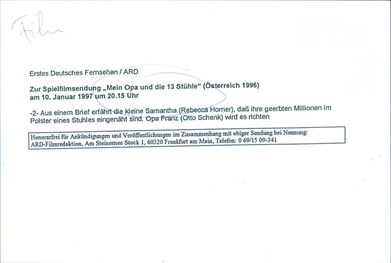 MOVIE: My Grandpa and the 13 Chairs (Austria 1996) - Vintage Photograph