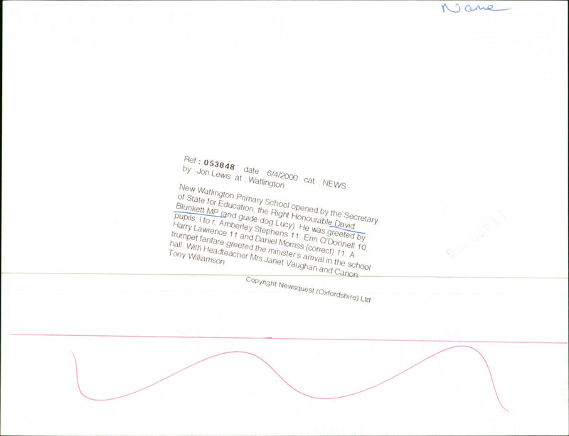 David Blunkett MP - Vintage Photograph