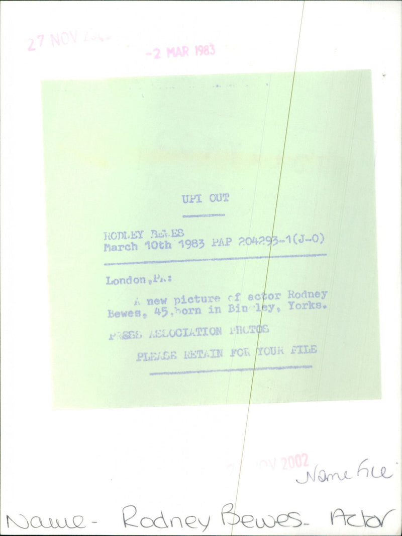 Rodney Bewes - Vintage Photograph