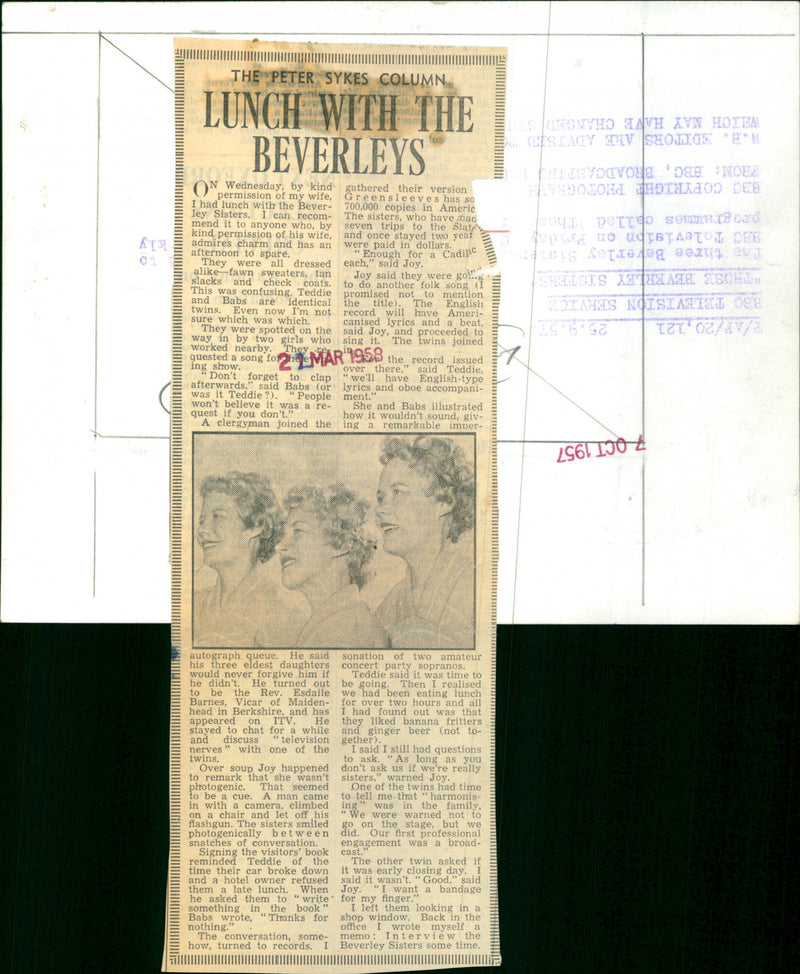 Beverley Sisters - Vintage Photograph