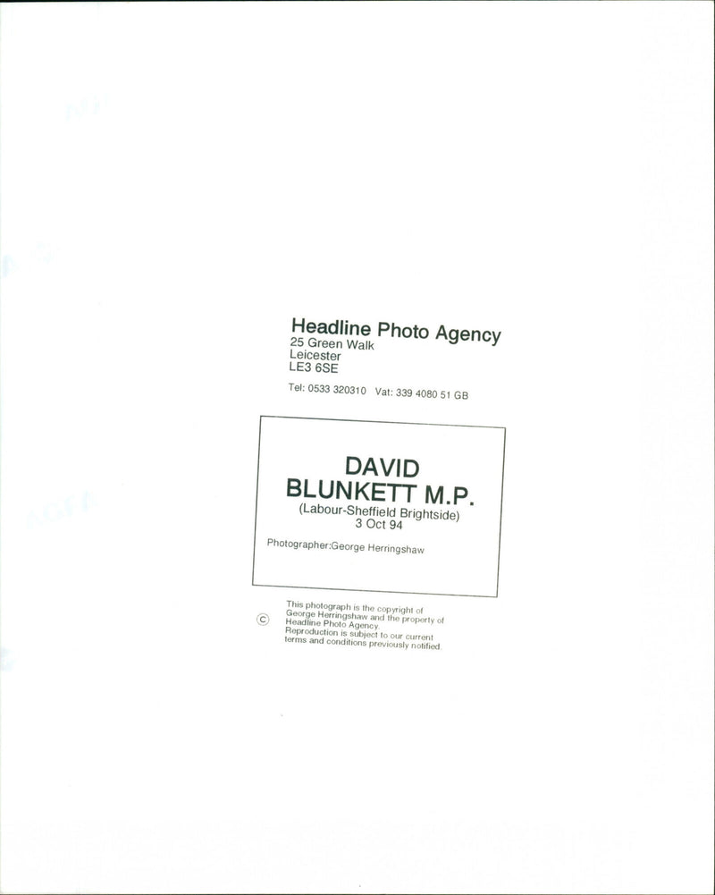 David Blunkett  M.P. - Vintage Photograph