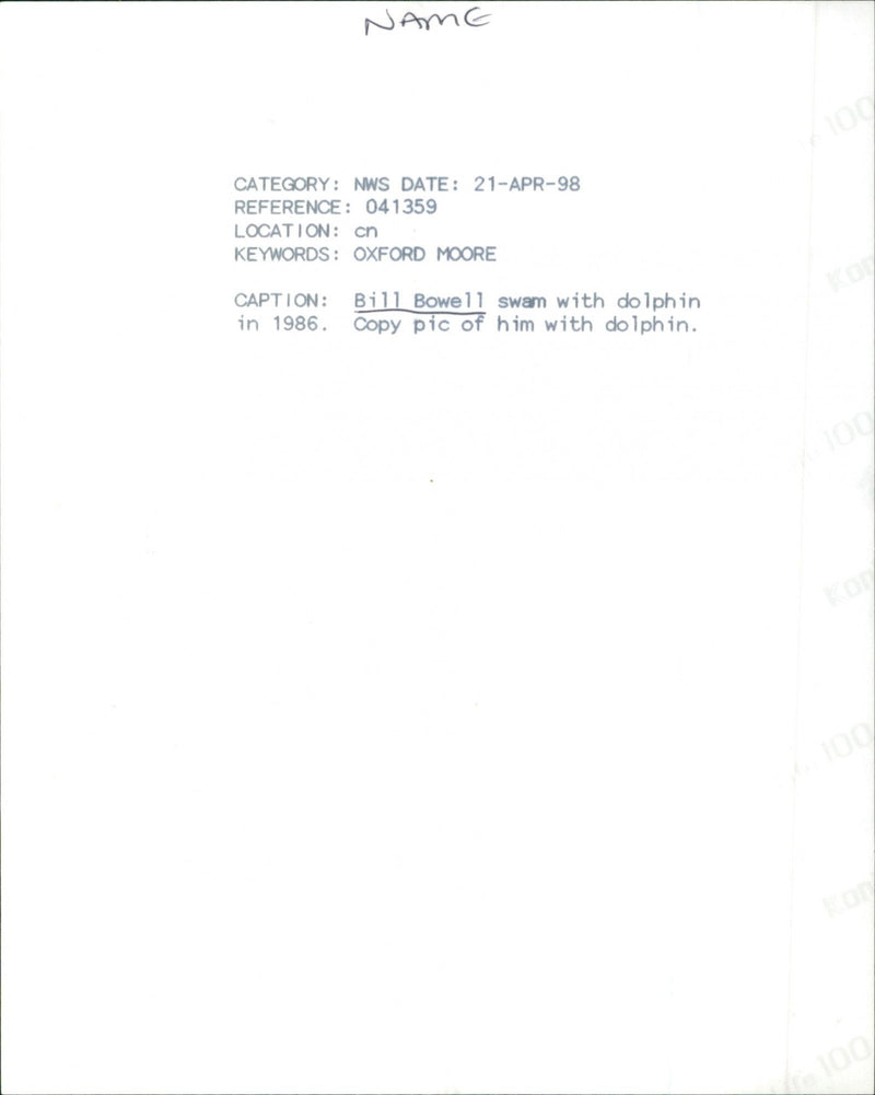 Bill Bowell - Vintage Photograph