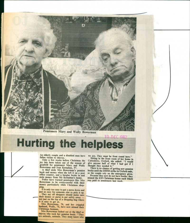 Pensioners Mary and Wally Bowerman - Vintage Photograph